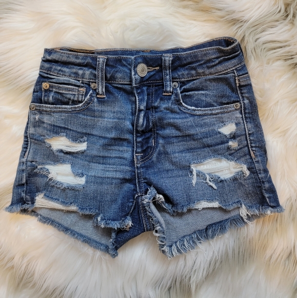 American Eagle Outfitters Ne(x)t Level Stretch Hi-Rise Shortie Denim Short - Picture 1 of 9